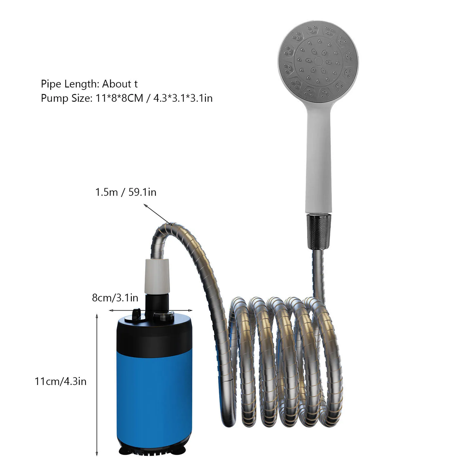 

Portable Shower Camping Outdoor Shower Handheld Electric Shower Battery Powered Compact Handheld Rechargeable Camping Showerhead