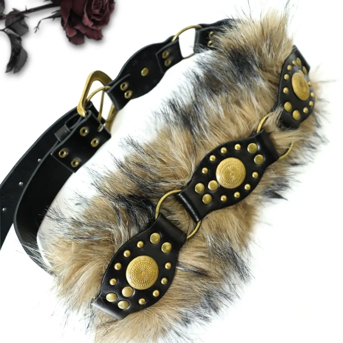 جديد سبايس جيرل المرأة Harajuku Steampunk Y2K أفخم الأمريكية خمر الظلام بولي PU فروي حزام مقعر على شكل سلسلة الخصر الزخرفية