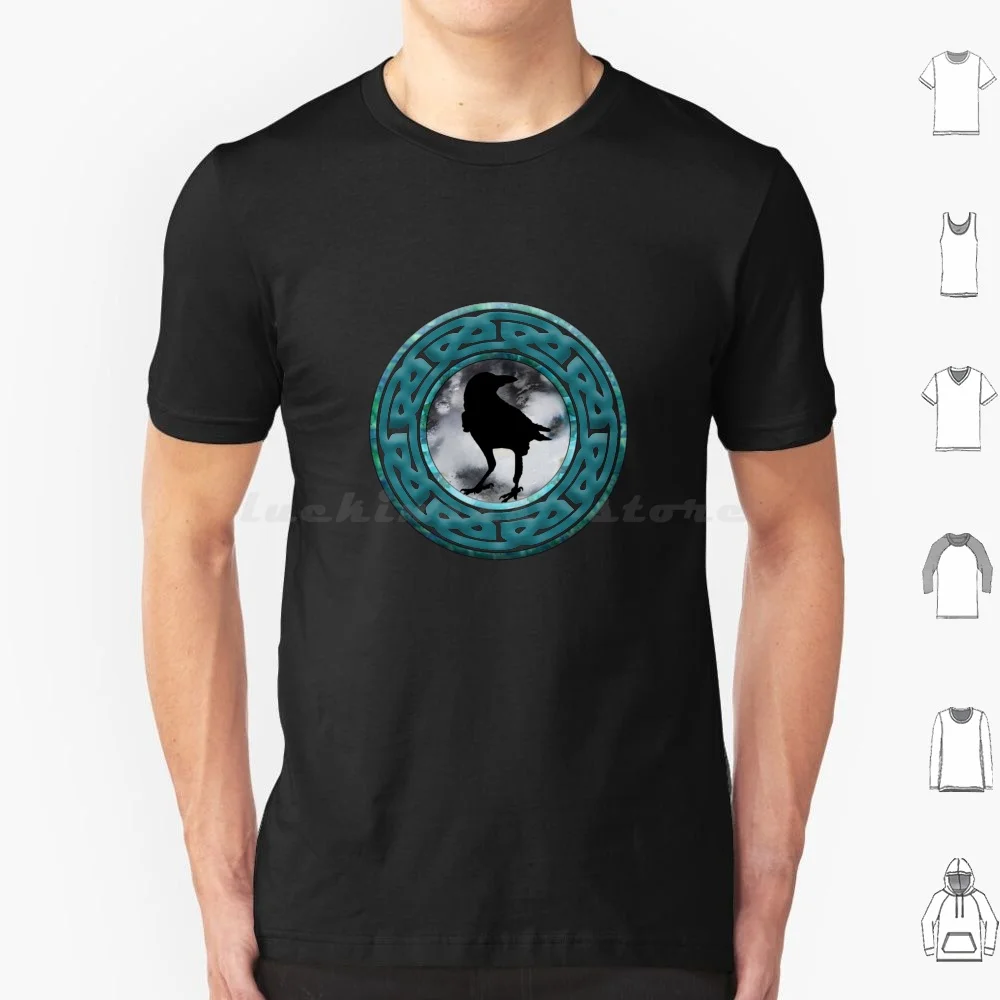 Crow T Shirt Big Size 100% Cotton Art Crow Crow Bird Knotwork Raven The Morrigan Irish Mythology Badbh Macha Nemain Watchful