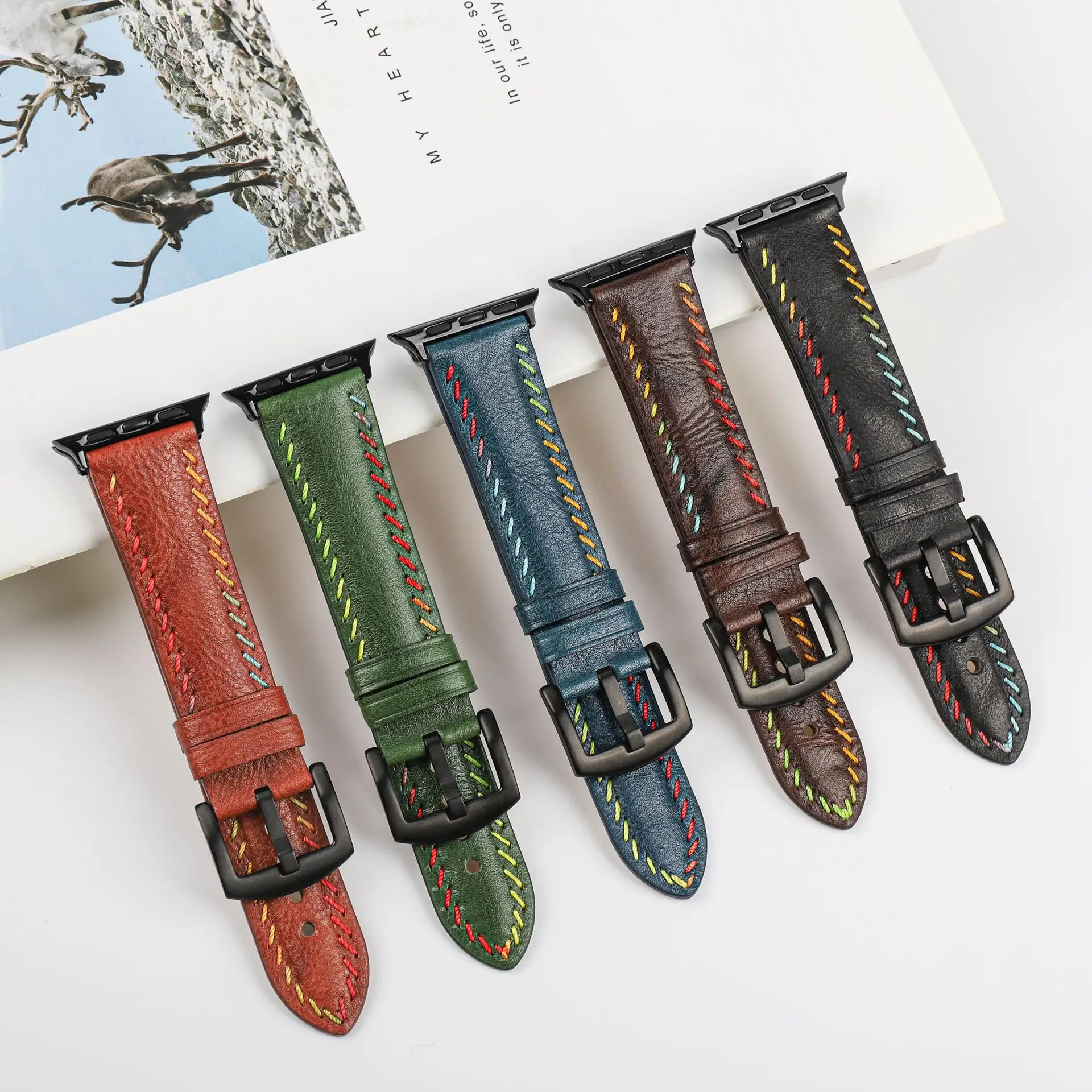 Hight Quality Leather Band For Apple Watch Strap 45mm 41mm 44mm 41 42mm 38 40mm Watchband Bracelet Ultra 2 SE 9 8 7 49mm Correa