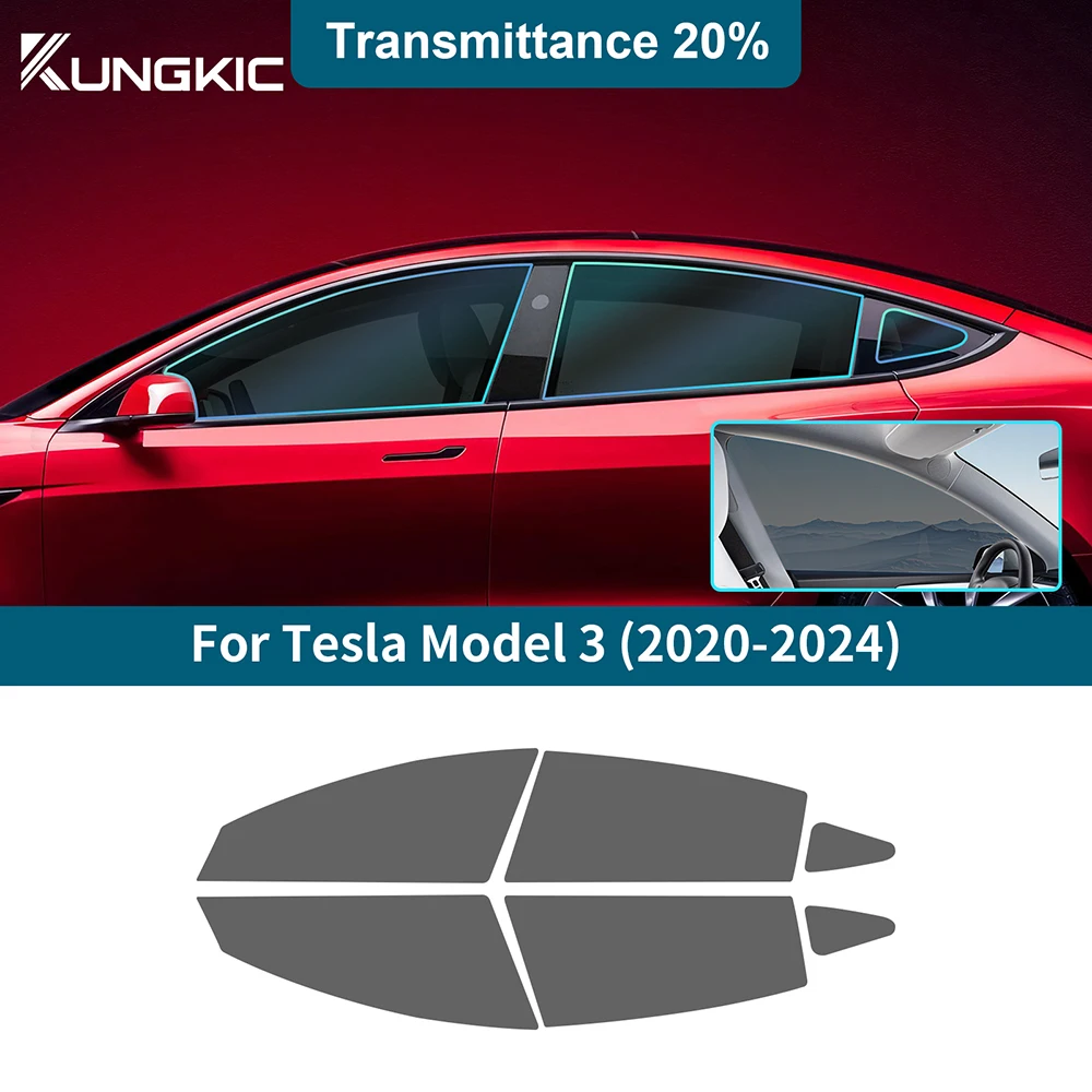

For Tesla Model 3 Model3 Car Side Window Solar Film 2018 2019 2020 2021 2022 2023 2024 Accessories UV Protector Summer Tint