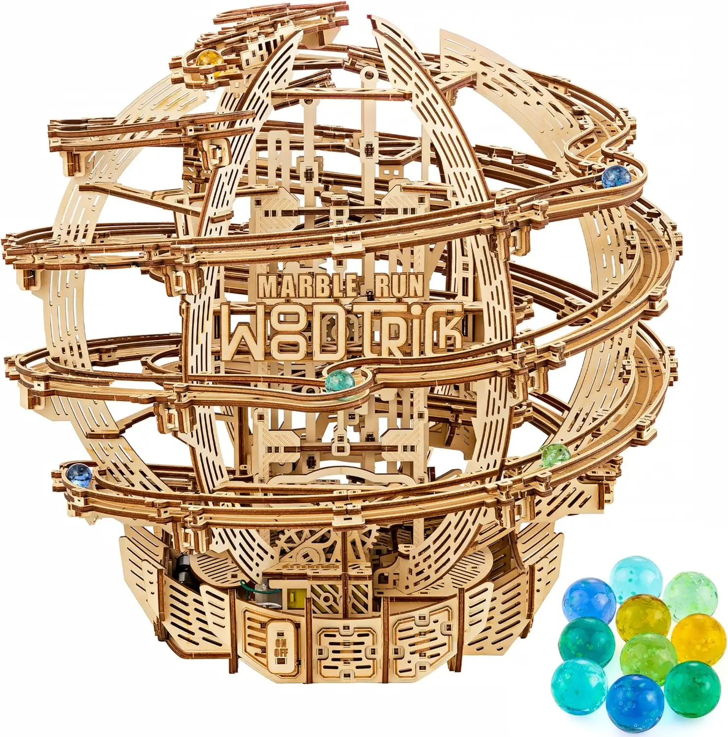 

Wooden Marble Run Electric Motorized - 3D деревянные пазлы для взрослых и детей для сборки - 17x16 - Наборы деревянных моделей мраморного лабиринта для