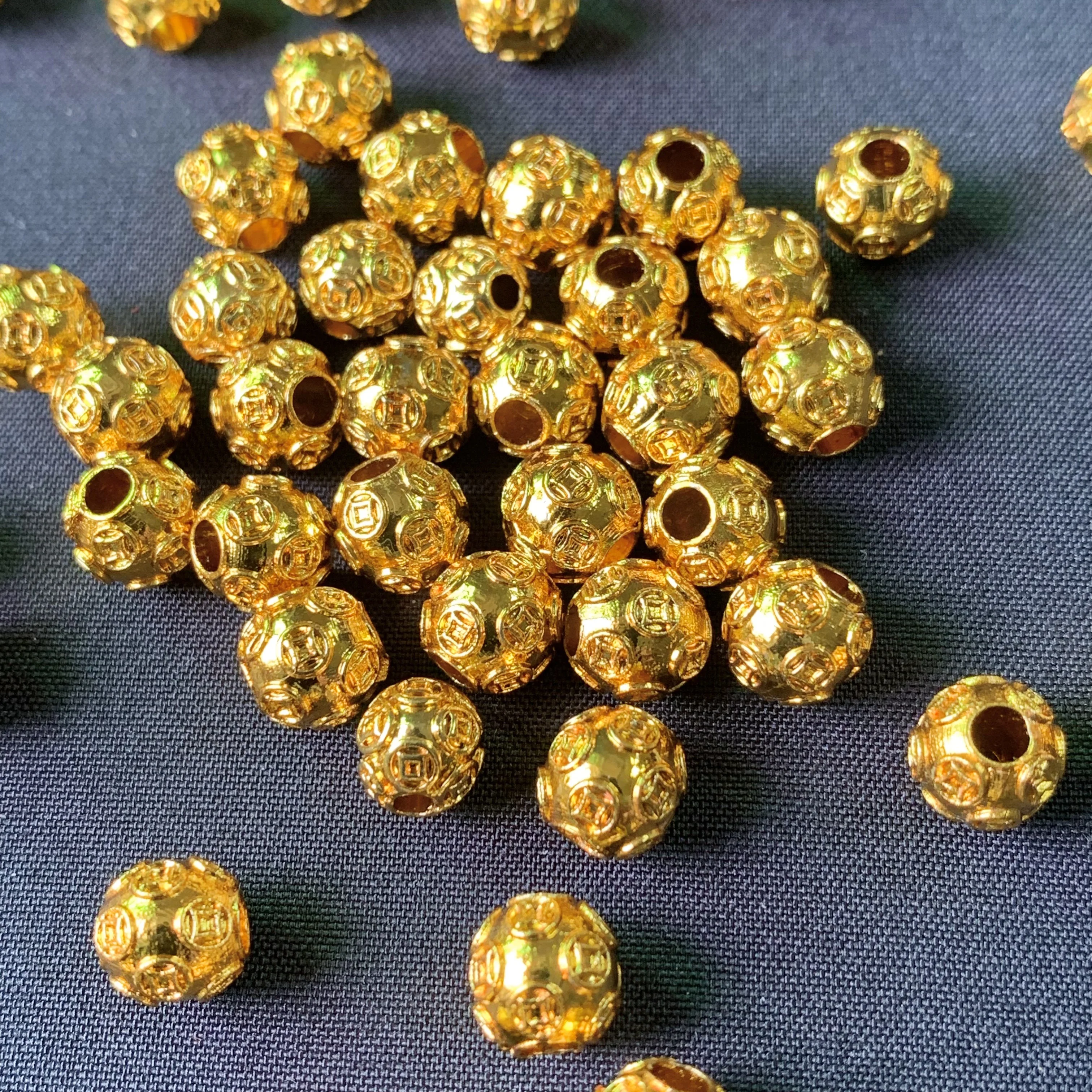 8MM 10MM Gold Hollow Bead Round Loose Beads Alloy Gifts for Jewelry Making Diy Bracelets Accessories