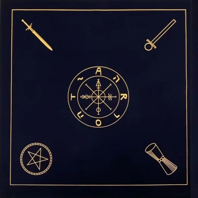 VIKAMA Symbol Tarot Card Tablecloth, Black Divination Pad Tarot Reading, Wicka Altar, Witchcraft and Spiritual Divination