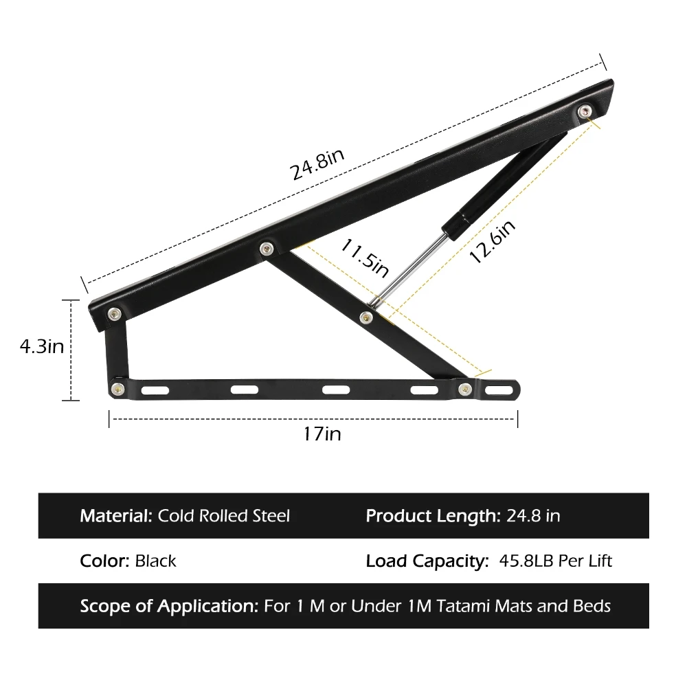 Imagem -03 - Steel Gás Spring Storage Lift Mecanismo Pneumático Heavy Duty Suporte Bar Kit Capacidade de Carga 20kg Conjuntos