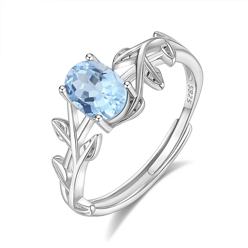 925 Sterling Silver Gorgous Bride Resizable Size Ring Natural Topaz Elegant Fine Fashion Jewelry Gift for Women