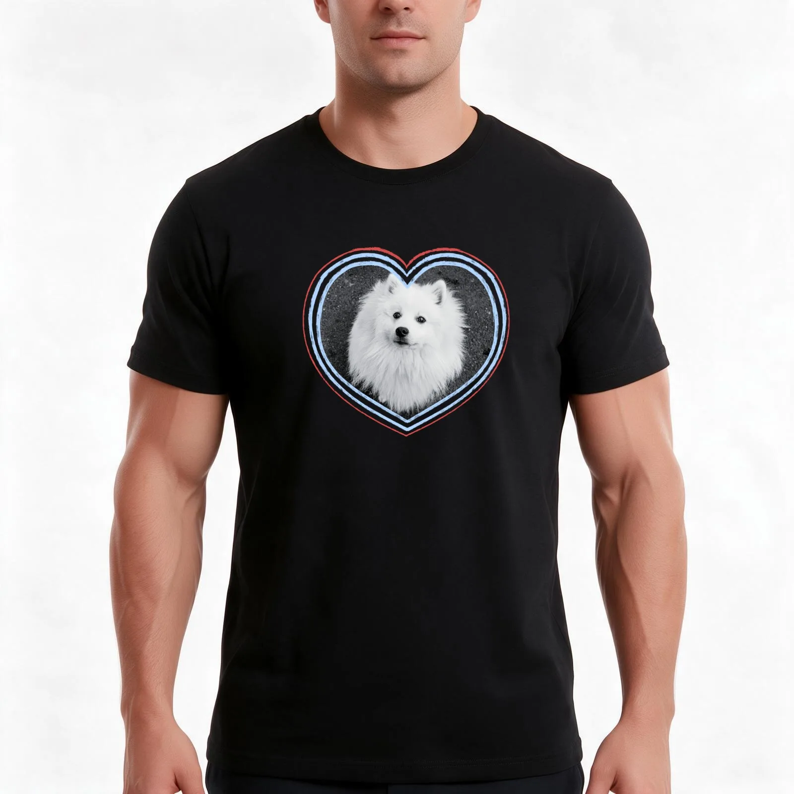 Japanese Spitz Dog T-Shirt, Summer Casual Cotton Tee, Oversized Streetwear Tops, Vintage Graphic Print, Loose Fit Short Sleeve