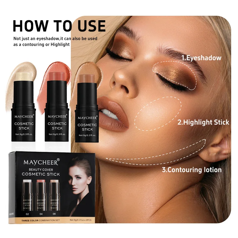 Flower Knows Glitter Highlighter Bronzer Contour Stick do twarzy Róż w proszku Kremowy makijaż Kosmetyki