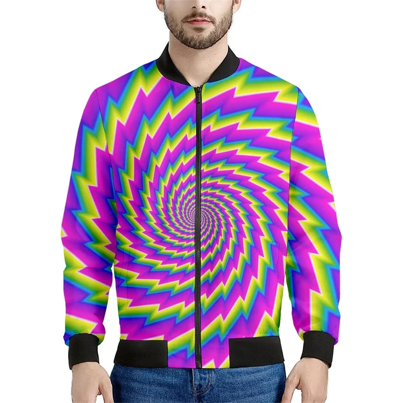 Colorful Universe Graphic Jacket Men 3d Print Optical Illusion Zipper Jackets Casual Loose Coat Spring Autumn Zip Up Sweatshirt