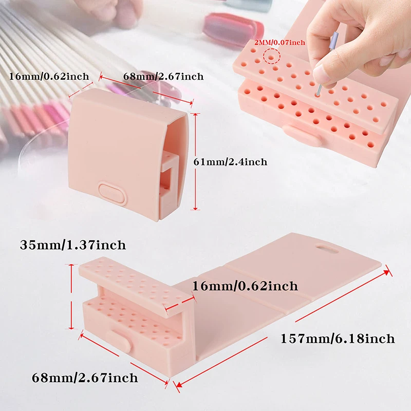 Dobrável prego brocas saco portátil titular diy unhas arte ferramenta de armazenamento moedor de unhas soquete base exibição acessórios manicure