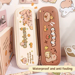 Cute Cartoon Capybara Pencil Case Large Capacity Dirt-Resistant Portable Pencil Bag Aesthetic Stationery Office School Supplies
