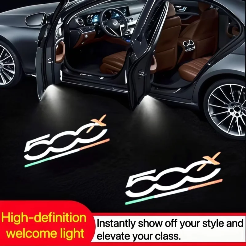 2X LED Car Welcome Light Projector Lamp for FIAT 500X 500 500L PUNTO Tipo 3D Laser Logo Projector Customize Ghost Shadow Light