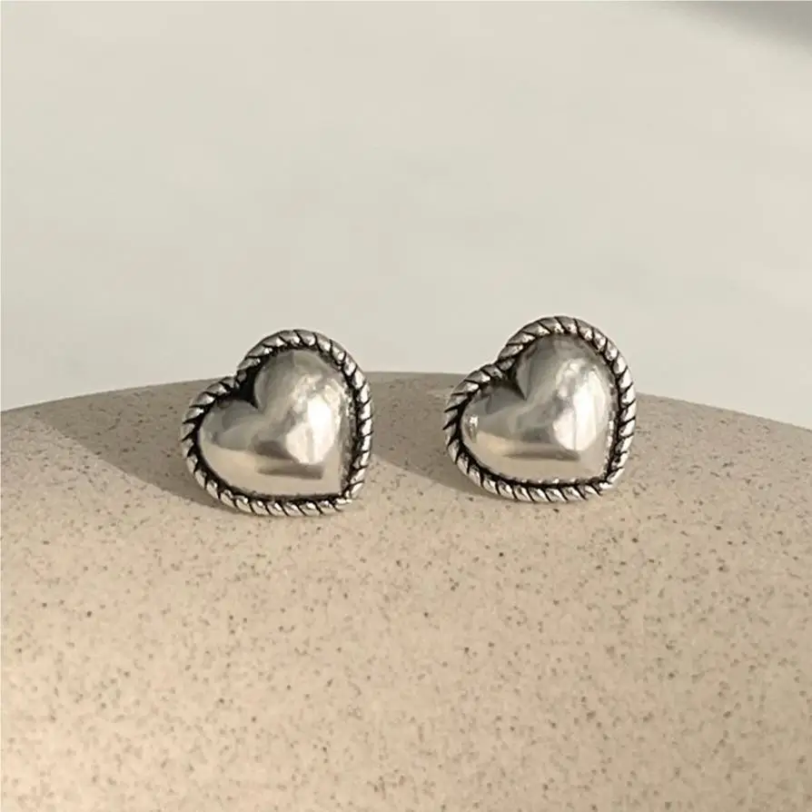 925 Sterling Silver Heart Small Stud Earrings For Women Wedding Luxury Jewelry Accessories Wholesale 2024 Trend Jewellery