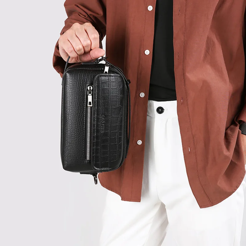 Men's Multi-Pocket Large Capacity Clutch Bag Versatile Shoulder Bag Portable Commuter Wallet