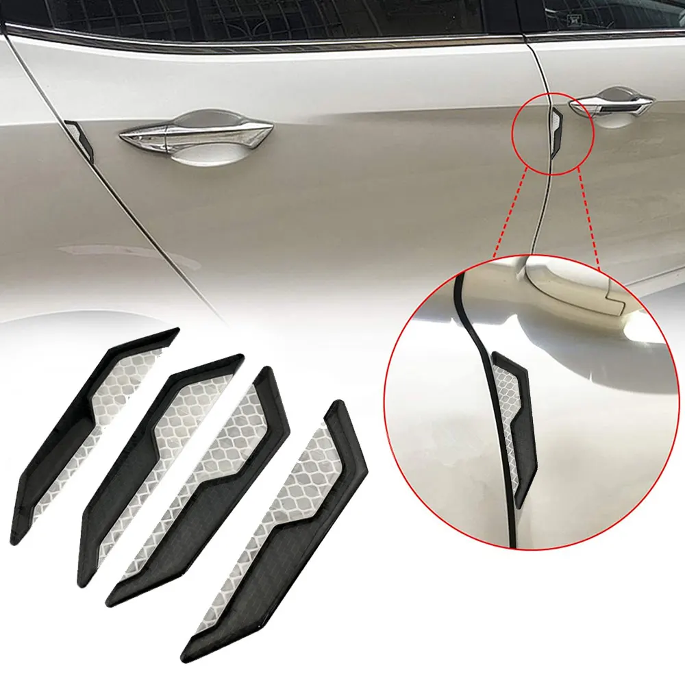 

4pcs Universal Car Side Door Edge Anti-scratch Reflective Strips Car Warning Protector Stickers Auto Exterior Decor Accessories