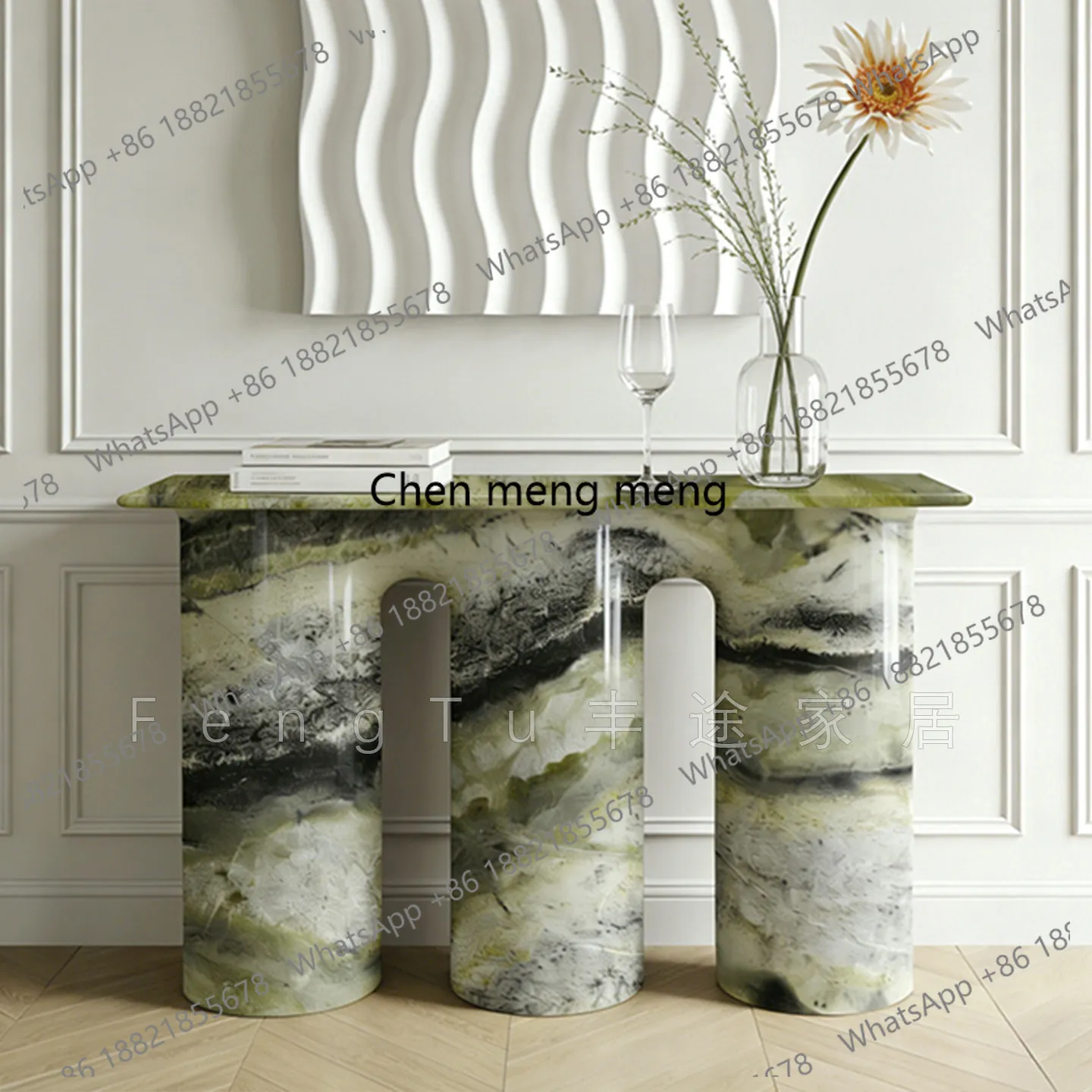 Modern simple natural marble entrance table designer living room home high-end aisle