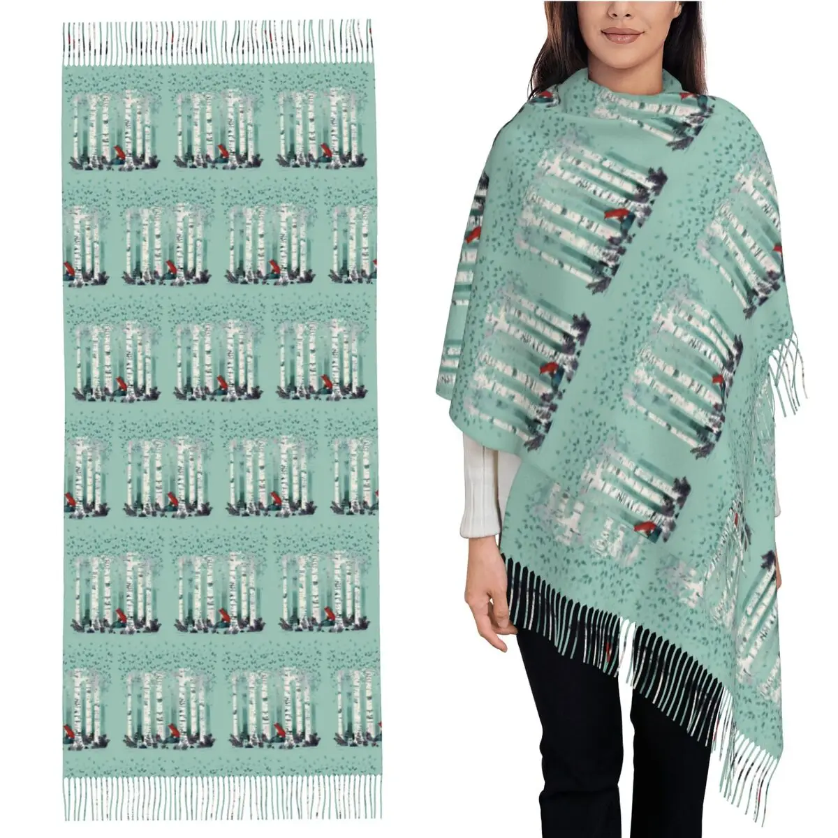 

The Birches Scarf Tassel Scarves for Women Soft Warm Shawls and Wraps Long Fall Winter Shawl Wrap