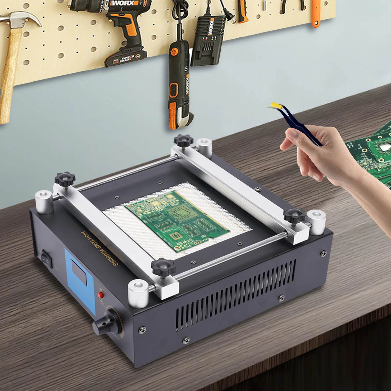 110V 450W Infrared Preheating Station 853A Digital PCB Preheat Soldering Station 120x120mm Ceramic Heating Plate