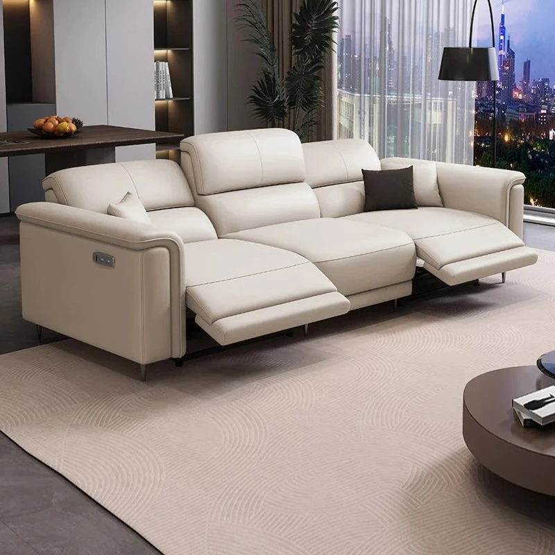 

Leather Electric Sofa Living Room Italian Minimalist Modern Zero Wall Multifunctional First-layer Cowhide First Class Sofa