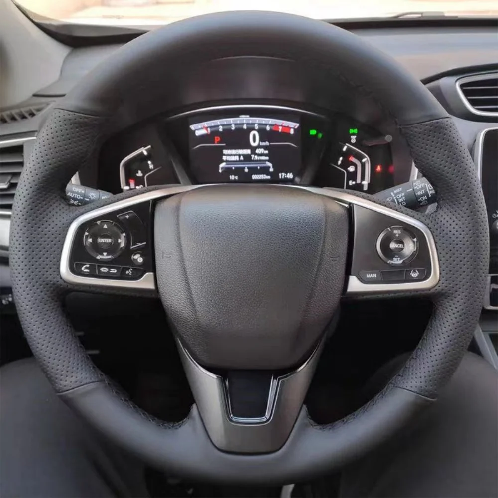 

Car Steering Wheel Cover DIY Microfiber Leather Hand Sewing For Honda Civic 10 2016 2017 CRV CR-V 2017 Car Accessories