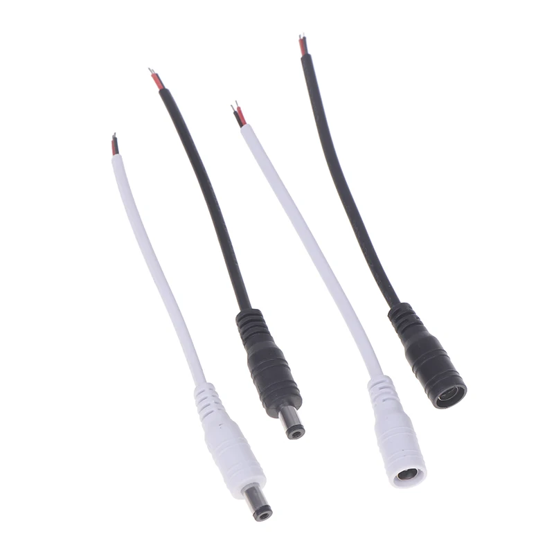 10 Pcs DC Power Pigtails Cable 22AWG Female Male 5.5mm X 2.1mm Connector For 12V Power Supply Adapte CCTV Camera DVR LED Strip
