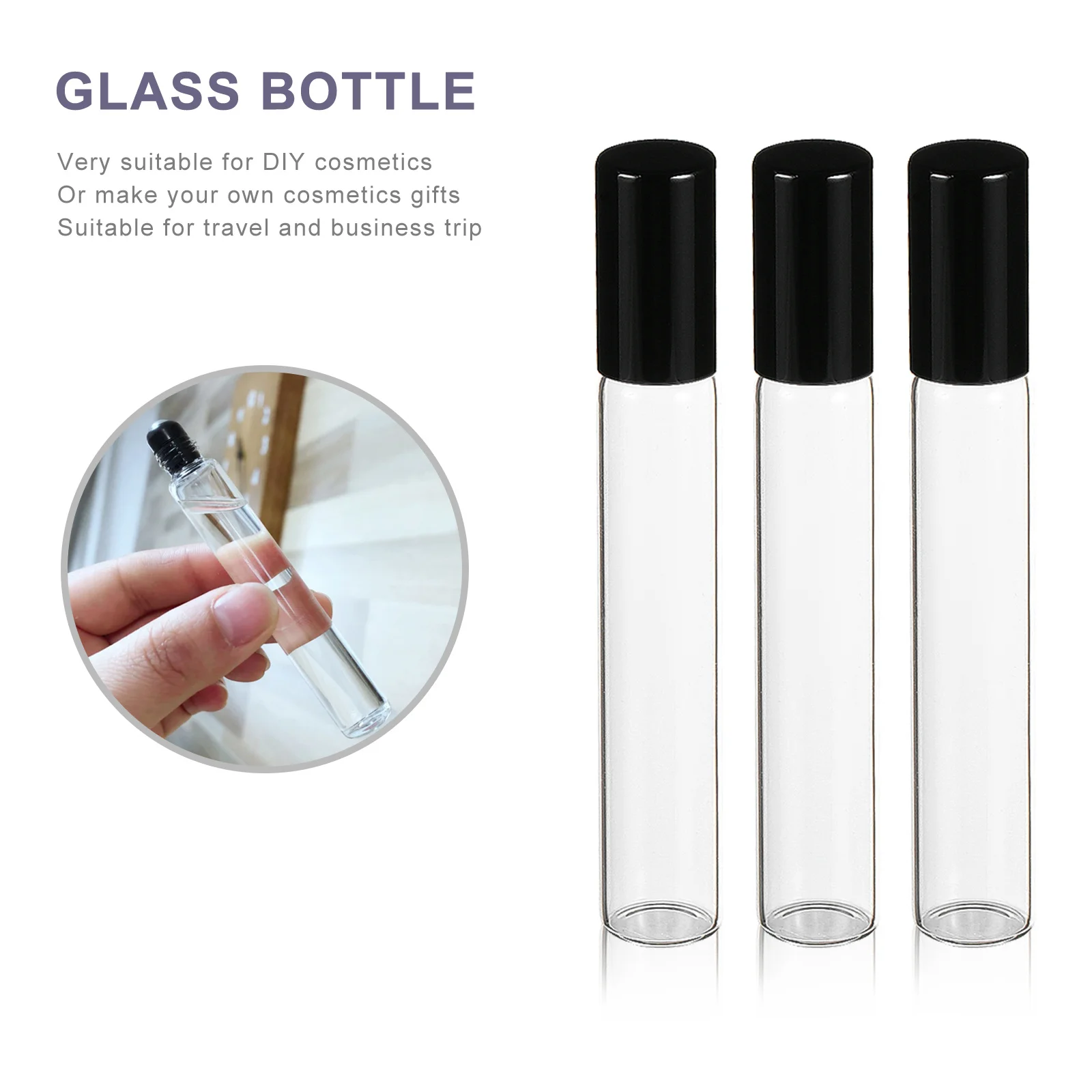 

6Pcs Essential Oil Roller Bottles Glass 10ml Leakproof Refillable Perfume Vials Compact Travel Portable Roller Bottle