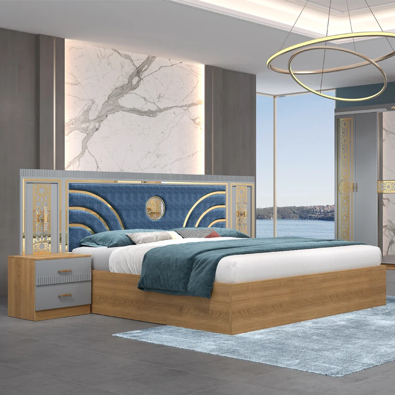 King Bed Base Spring Cabinet Storage Wardrobe Bedroom Furniture Set
