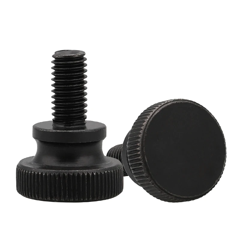 Hongtu GB834 Black Carbon Steel Knurled Thumb Screws-M3/M4/M5/M6/M8/M10 Sizes, Hand-Tighten for Curtain Wall Glass Applications