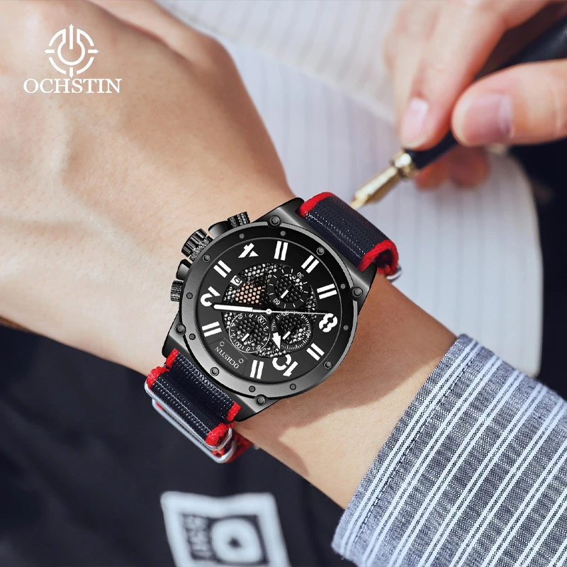 OCHSTIN Creative Nylon Series Multifunction Quartz Core New Business 2024 Men\'s Quartz Watch Men\'s Waterproof Watch