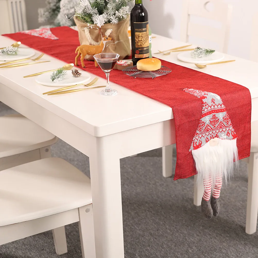 Exquisite Stereoscopic Moustache Christmas Table Runner Elegant Festive Decoration for Table Protection Noise Reduction Xmas