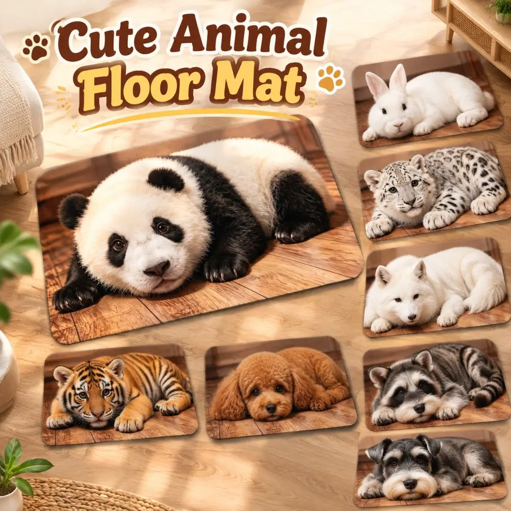 Tiger/Rabbit/Sheep/Dog Shape Cute Panda Floor Mat Non-slip 40*60cm Bedroom Door Small Rug Soft Water-absorbing Bathroom Carpet