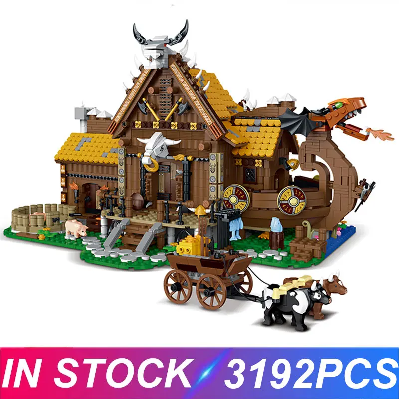 XMORK 033051 MOC The Vikings House Model Building Blocks Bricks Puzzle Toy Assembling Children's Gift For Kids