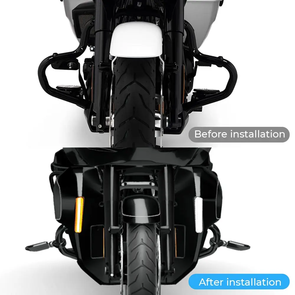 Motorcycle Fairing Lowers Engine Guard+LED Lower Fairing Accent Lights Fairing Supports For Harley Street Glide Ultra FLHXU 2025