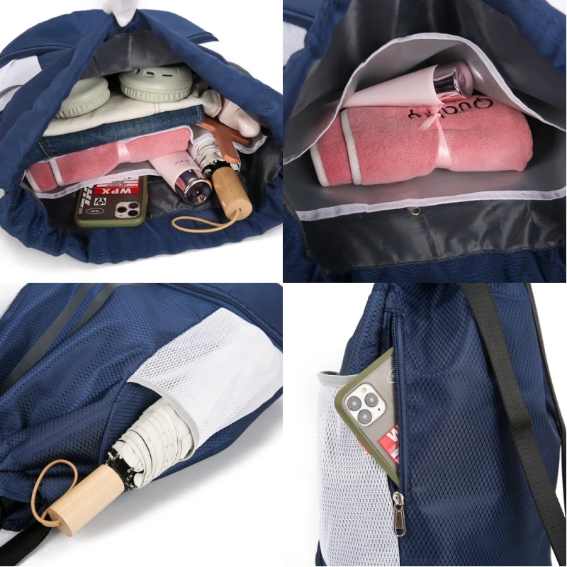 Bolsas de deportes al aire libre para hombres y mujeres, bolsa grande de baloncesto, fútbol, gimnasio, natación, bolsa con cordón, Camping, zapatos impermeables, mochila Oxford