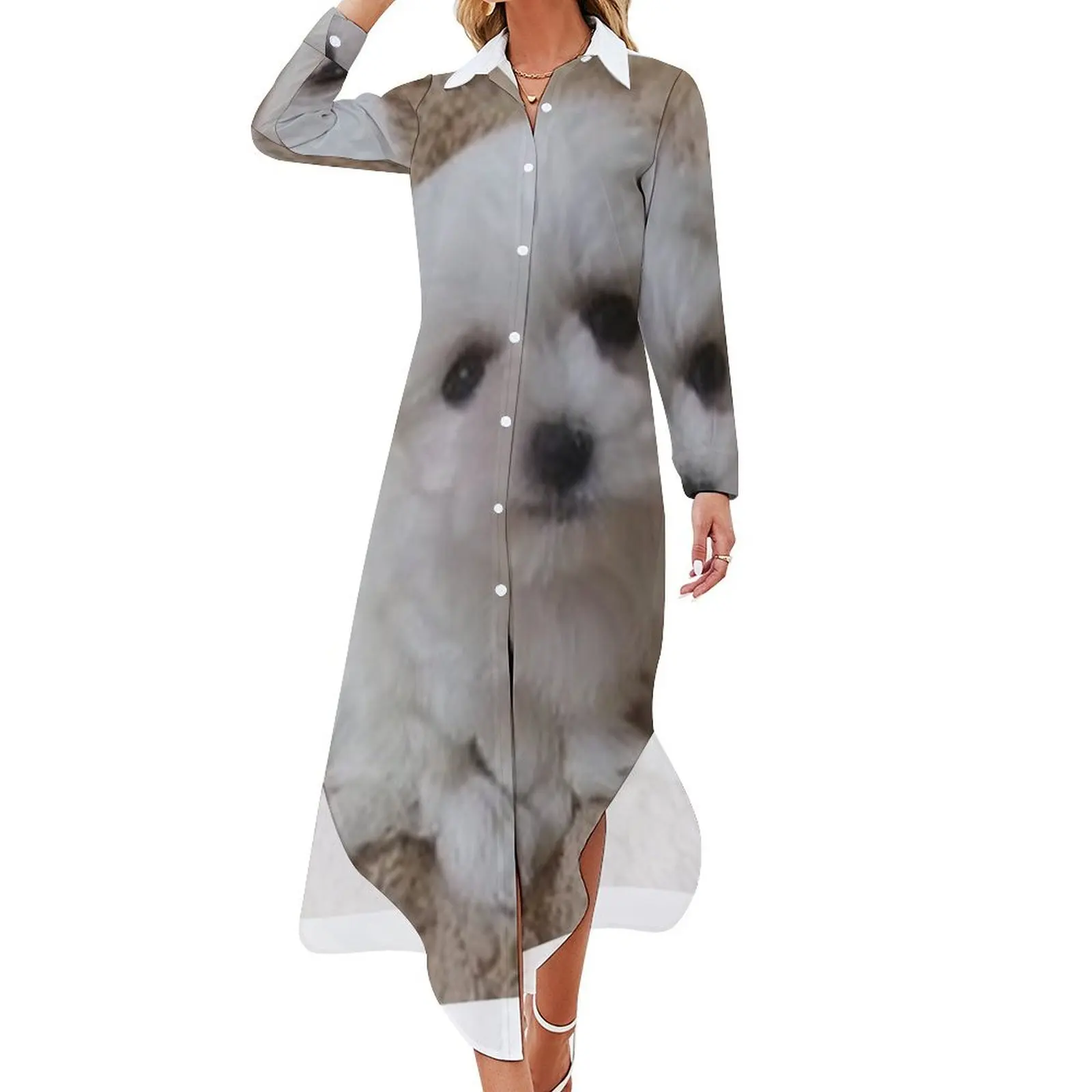 

White Maltese Long Sleeved Shirt Dress Party dresses for women sexy short dresses daring dress for women 2024