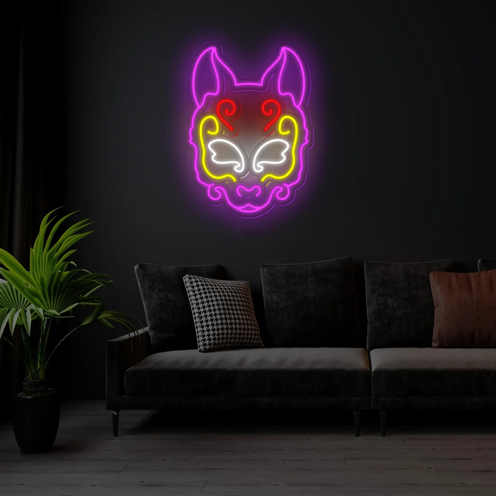

Kitsune Mask Neon Sign Japanese Fox Mask Neon Sign,Animal Mask Neon Decor,Bed Rooms Decor,Gift for Her
