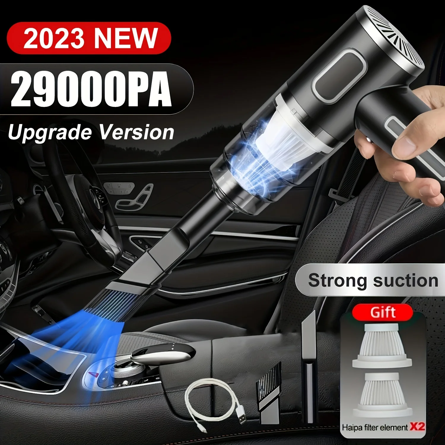 

29000Pa Mini Wireless Vacuum Cleaner 120W Strong Suction Vacuum Cleaner Handheld Cordless Cleaning Appliances For Car Home PC