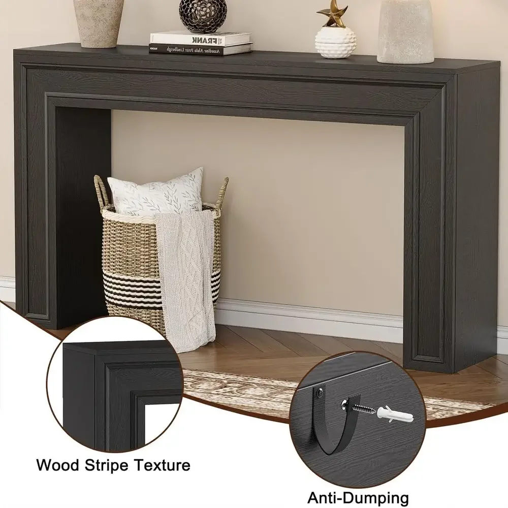55 Long Elegant Entryway Console Table for Hallway and Living Room (Black) view 4