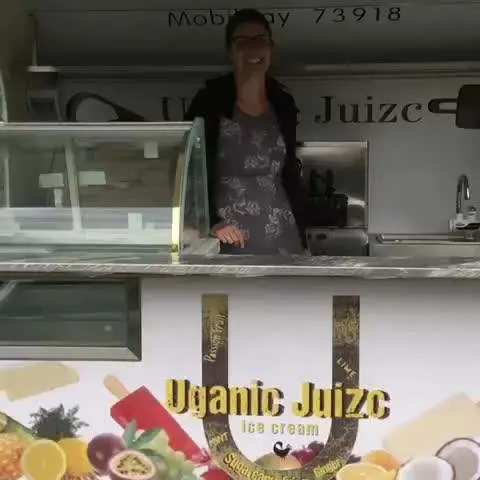 Outdoor mobile trailer fully equipped mobile kitchen taco coffee street food truck double axles round shape customized cart