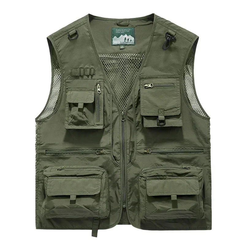 Multipocket Quick Dry Mesh Fishing Vests Men Outdoor Tactical Vest Hiking Hunting Casual Fisherman Vest Solid Sleeveless Coats