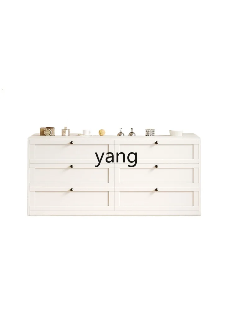 

Yjq cream wind six chest cabinet solid wood bedside storage bedroom chest