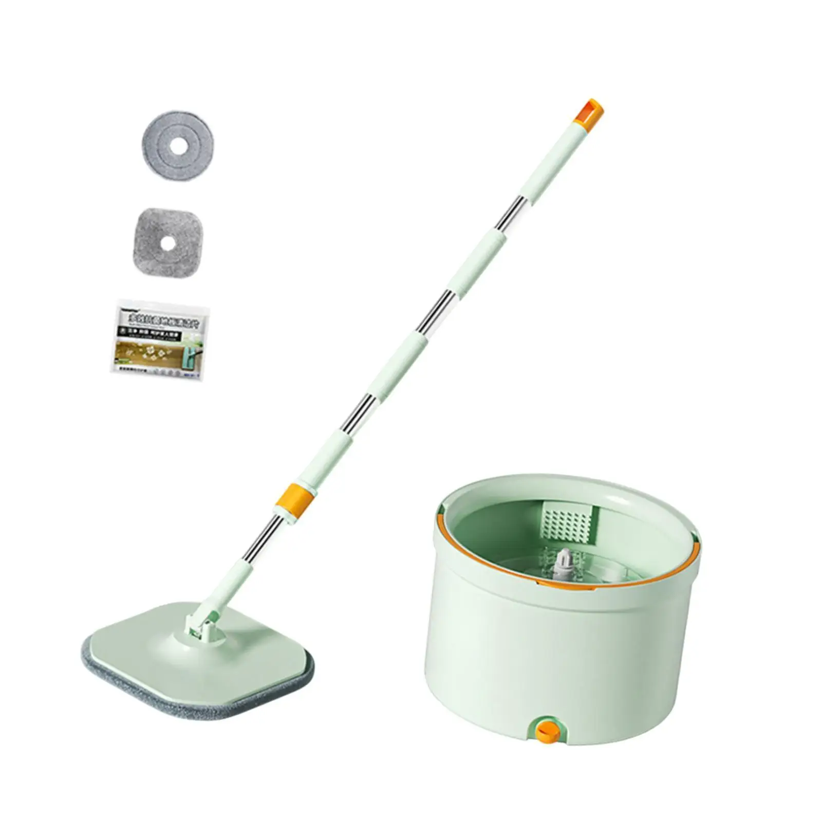 Mop and Bucket Set Adjustable Stainless Steel Handle Dirty Clean Water Separator for Baseboard Laminate Hardwood Kitchen Hotel