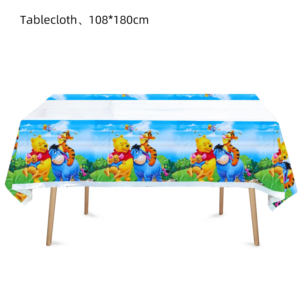 Disney Winnie the Pooh 20pepole Disposable Tableware set Birthday Party Decoration Tablecloth Plate Kids Favors Party Supplies