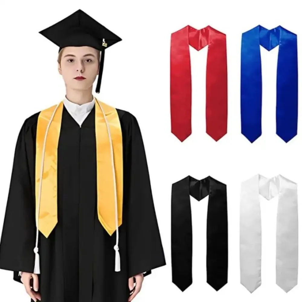 

Graduation Season Ribbon Bachelor Honorary Silk Shawl Satin Sash Solid Color Etiquette Shoulder Strap