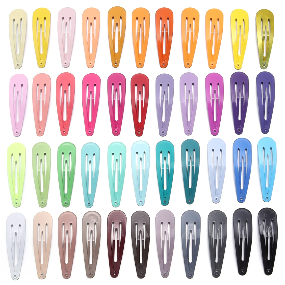 50pcs Iron Snap Hairpin Colorful Water Drop Shape Barrette Solid BB Hair Clips for DIY Headwear Ornament Accessories wholesales