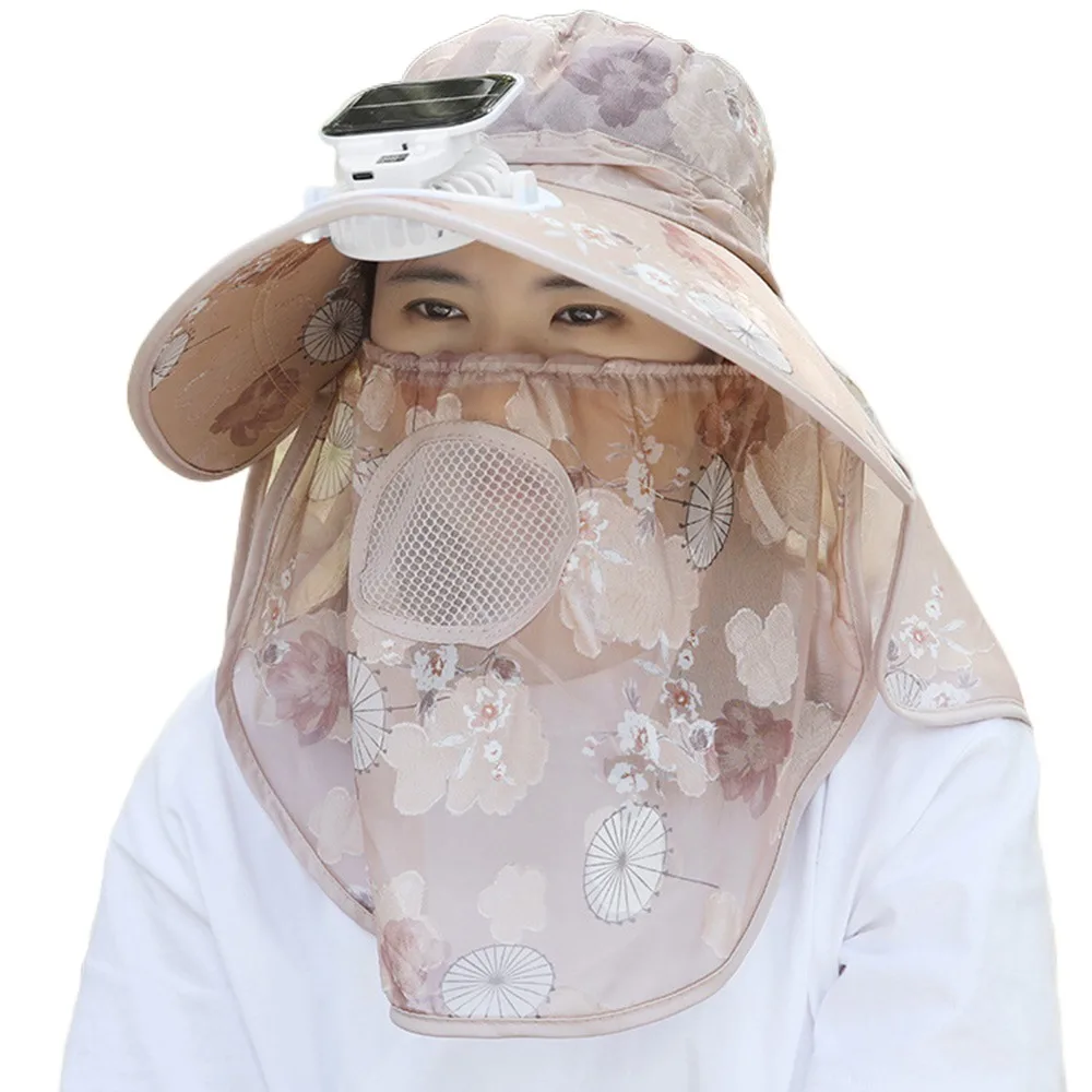 

Digital Display Screen Solar Fan Visor Hat Breathable Mesh Neck Protection Women's Picking Tea Hat Integrated Shawl 3 Modes