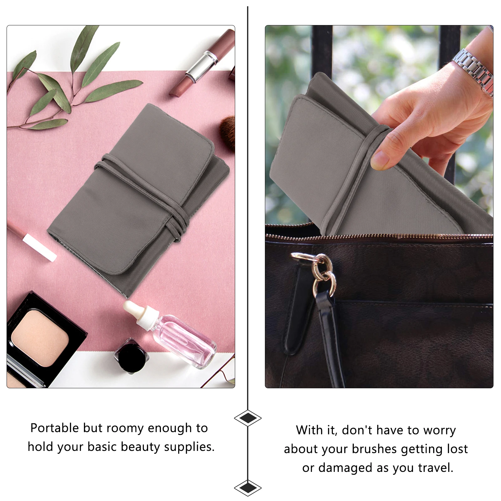 

Travel Makeup Brush Organizer Portable Lightweight Rolling Case Pouch Holder Bag for Beauty Supplies Perfect Gift