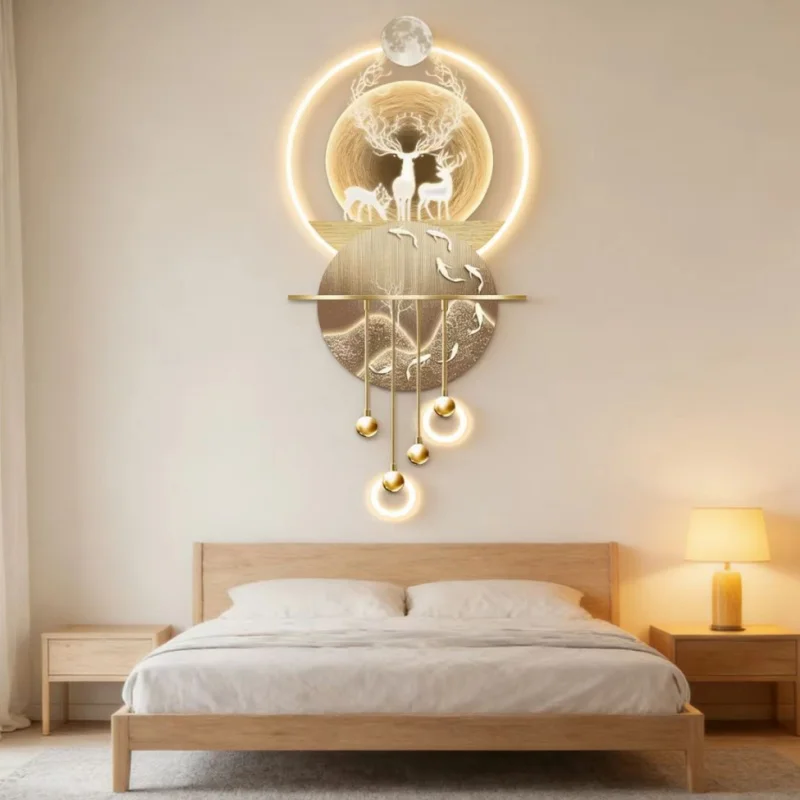 Elk Entrance Foyer Decoration Luxury LED Lights Hanging Painting For Corridor High-end Living Room Modern Atmosphere Mural Lamp