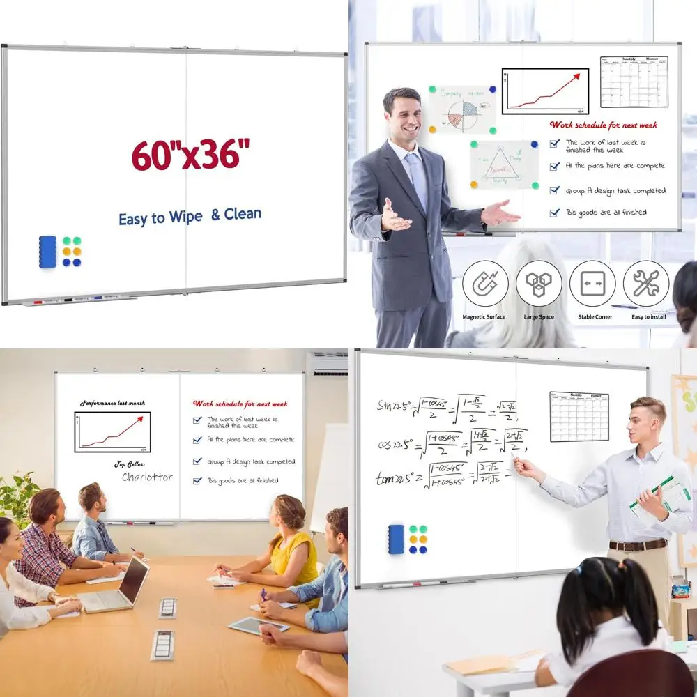 

Настенная доска для сухого стирания 60 x 36 дюймов для дома, офиса и школы
