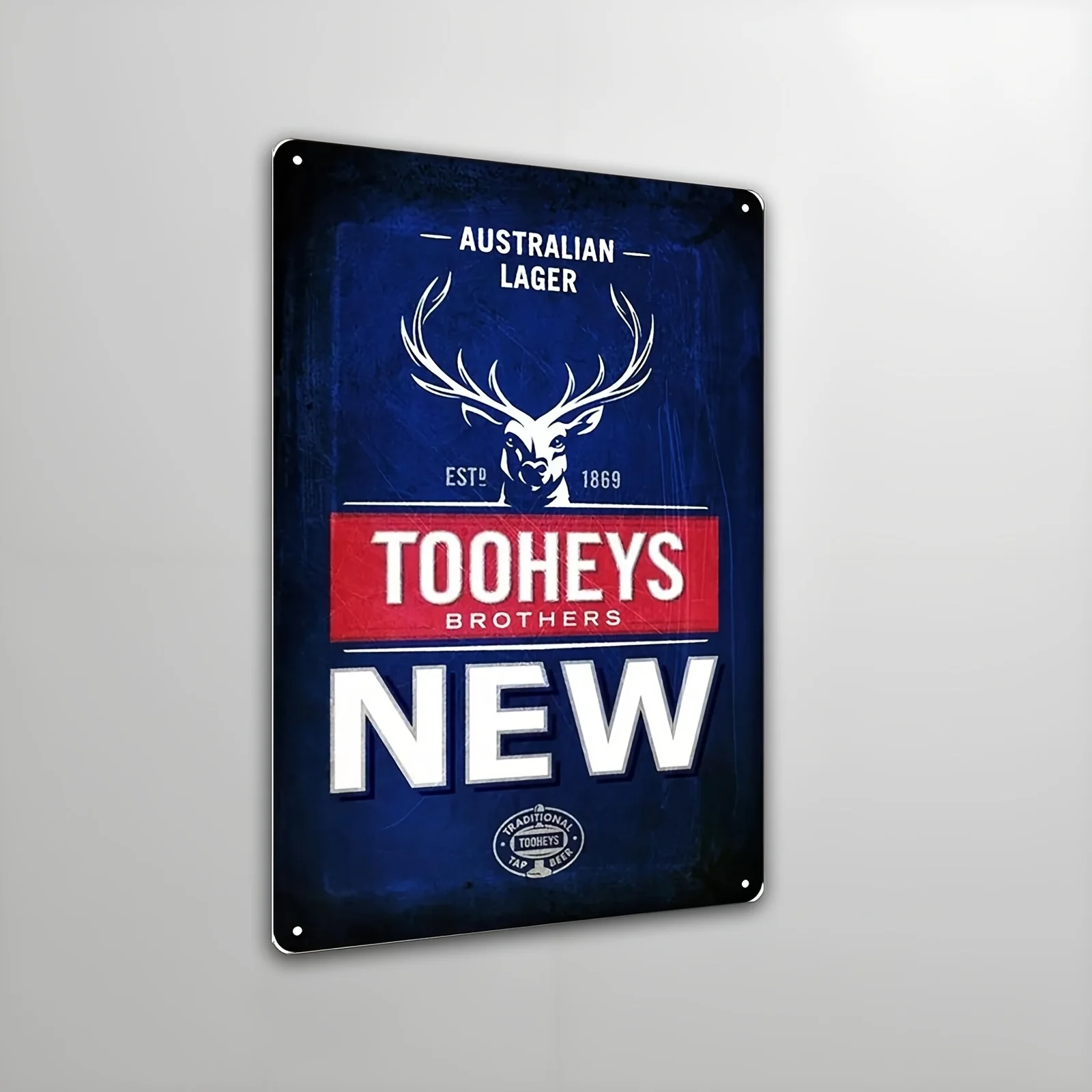 Vintage Tin Sign - Tooheys Brothers New Lager Beer Rustic Metal Wall Art For Ga…